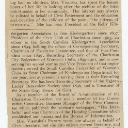 Article (ca. 1903) about Sarah Bentschner Visanska