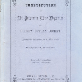 Hebrew Orphan Society Constitution, 1867